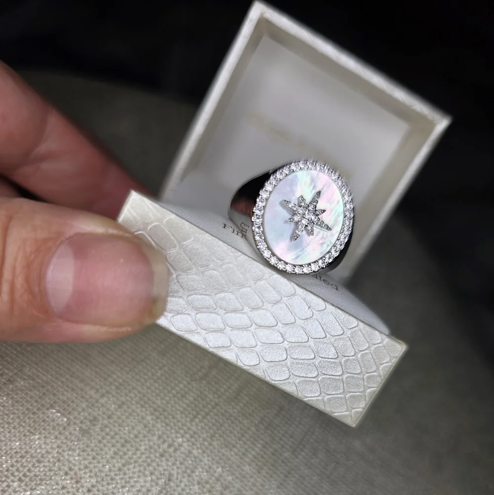 Giorgio di Vicenza Silver Starburst Ring with Mother of Pearl Size 8 - Picture 6 of 12